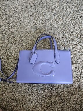 Coach Lavender Lilac Leather Satchel with Signature C